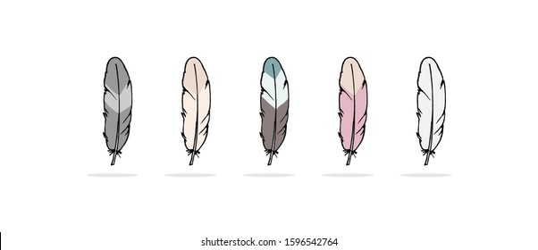 Vector feathers . Boho style. Ethnic print
