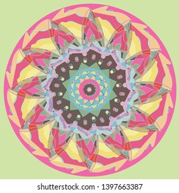 vector feathers flower in pastel colors, plane olive background. vintage image