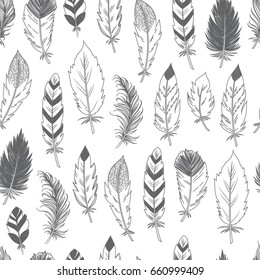 Vector  feathers seamless pattern