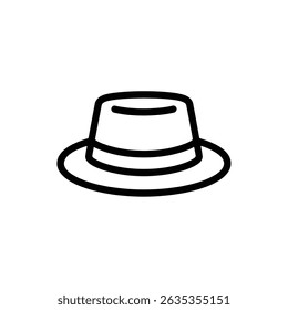 El Vector presenta un contorno negro limpio y minimalista de un sombrero de sombrero de sombrero sobre un fondo transparente. Perfecto para usar como icono.
