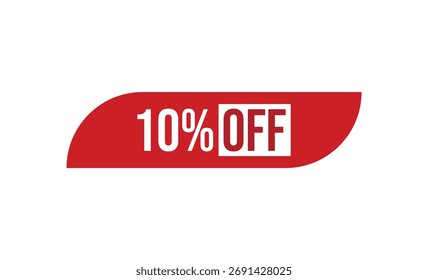 Vector verfügt über ein rotes Tag mit abgerundeten Kanten und 10% OFF in fett weißem Text. Einzeln auf transparentem Hintergrund.