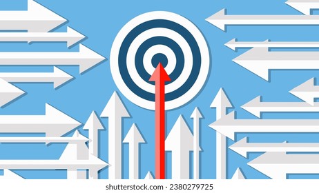 Vector featuring a target and arrows, where one arrow strikes the target, exemplifying precision and accuracy. Accurate imagery, accurately conveying accurate.