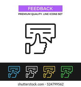 Vector feedback icon. Testimonials, review concept. Premium quality graphic design. Modern signs, outline symbol collection, simple thin line icons set for website, web design, mobile app, infographic