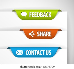 Vector Feedback, Share and Contact Labels / Stickers on the edge of the (web) page