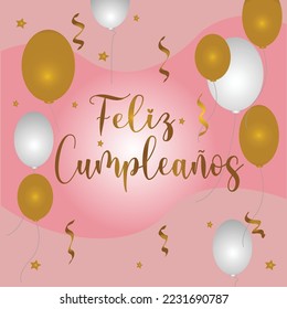 Vector feliz cumpleaños, translated Happy Birthday lettering design. happy birthday in spanish