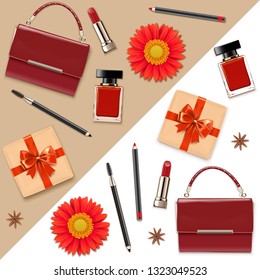 Vector Female Accessories Double Set 5 isolated on white background
