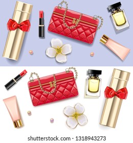 Vector Female Accessories   isolated on white background