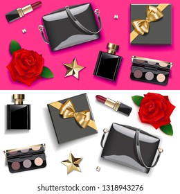 Vector Female Accessories  isolated on white background