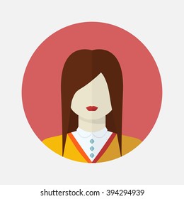 Vector female avatar icon in flat style slavic nationality.Vector woman slavic nationality.Women user avatar .Female vector icon.Slavic appearance female avatar vector.Slavic type of appearance female