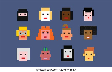 Vector Female Avatars Set 8 Bit Stock Vector (Royalty Free) 2195746557 ...