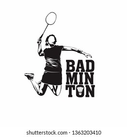 vector female badminton player