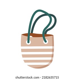 Bolsa de playa femenina vectorial aislada en un fondo blanco. Accesorio elegante.