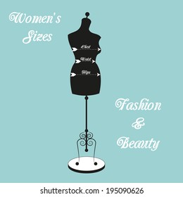 vector female body mannequin silhouettes on delicate background for fashion design and sewing purposes