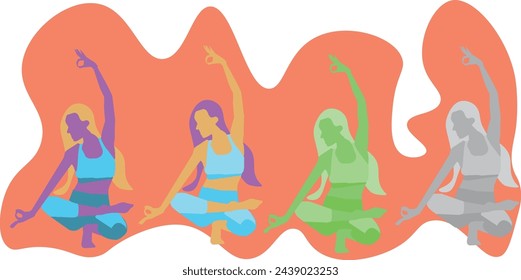 vector female character  making yoga