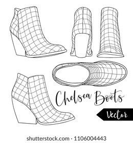 Vector Female Chelsea Boots Mesh Set