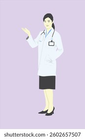 vector female doctor is presenting something