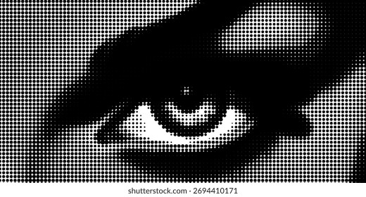 Vektorgrafik mit weiblichem Auge. Halftone gepunktete Mädchen Auge Pop Art Stil.