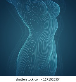 Vector. una figura femenina, estilo de líneas delgadas tridimensionales