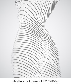 vector. a female figure, style of three-dimensional thin lines