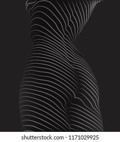 vector. a female figure, style of three-dimensional thin lines