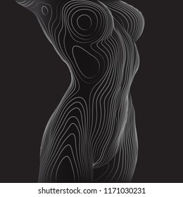 vector. a female figure, style of three-dimensional thin lines