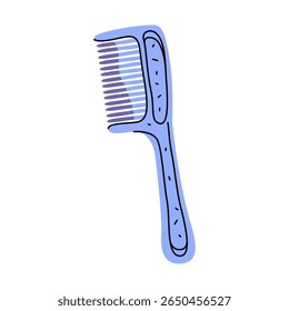 Vector female hair comb. Vector head beauty item for woman. Bathroom accessory or cosmetic head grooming item. Element for haircare and fashion. Selfcare brush and personal hygiene routine icon.