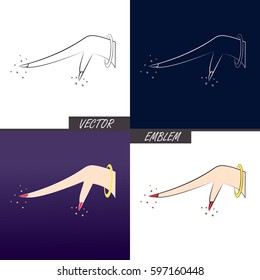 Vector female hand emblem-logo beauty salon-beautiful nails-logo master nail service-logo of the manicure master