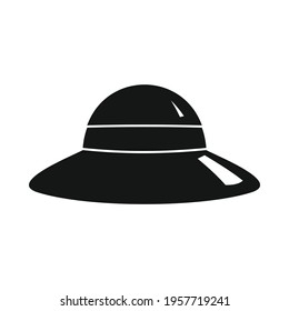 Vector female hat black simple icon isolated on white
