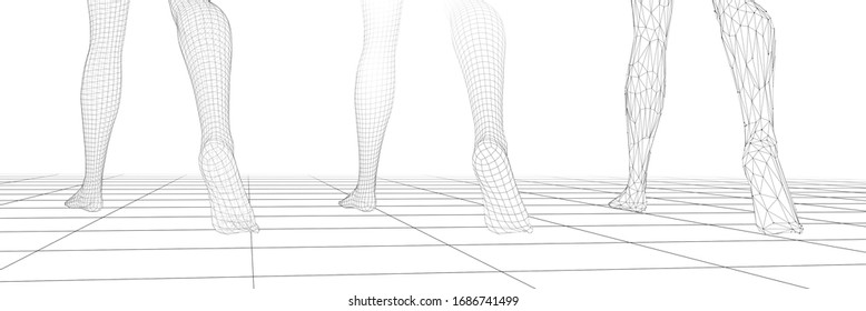 vector female legs confident step isolated on white background