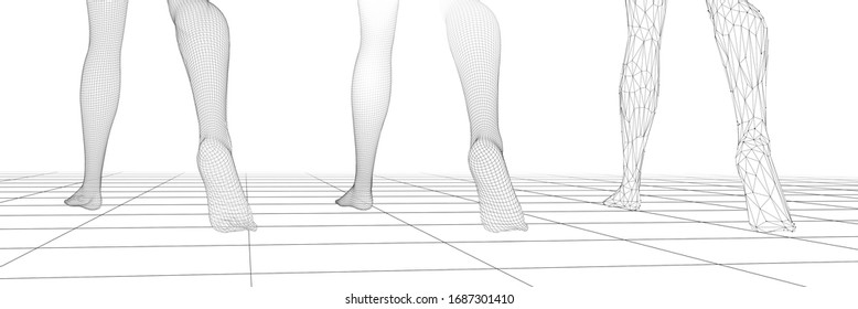 vector female legs confident step isolated on white background