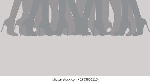 vector with female legs in shoes. flat image of female feet
in high-heeled shoes