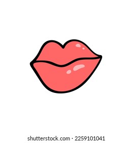 Dibujar mano en los labios hembras vectoriales. Aislar los labios en forma de doodle.