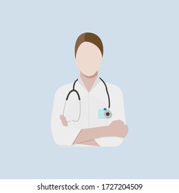 Vector Female Medical Doctor. Illustration of Female Medical Doctor with a flat style on light blue background.