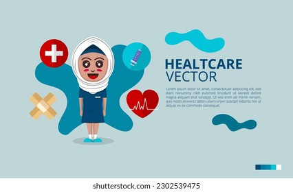 Vector of female nurse character on cream background