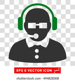 Vector Female Operator EPS vector pictograph. Illustration style is flat iconic bicolor green and gray symbol on a transparent background.