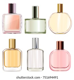 Vector Female Perfume Icons isolated on white background