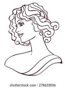vector female portrait in the style of Art Nouveau