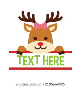 Vector Female Reindeer Name Frame