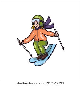 esquiadora vectorial femenina 