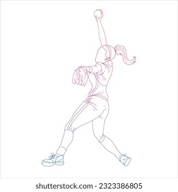 Vector of female softball player 