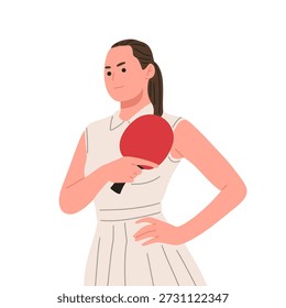vetor da jogadora de tênis de mesa feminina segurando um remo e realizando várias posições servindo, batendo e pronto. Personagem estilo desenho animado mostrando foco, agilidade e espírito esportivo. Ideal para materiais de treinamento de tênis de mesa, educação esportiva, conceitos de fitness, cartazes, aplicativos móveis, sites e projetos atléticos ou relacionados à competição.