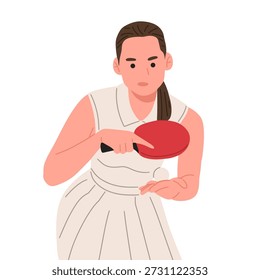 Vector de una jugadora de tenis de mesa sosteniendo una paleta y realizando varias porciones, golpes y posturas listas. Personaje de estilo de dibujos animados que muestra enfoque, agilidad y deportividad. Ideal para materiales de entrenamiento de tenis de mesa, educación deportiva, conceptos de fitness, carteles, App móviles, Sitios web y diseños atléticos o relacionados con la competencia.