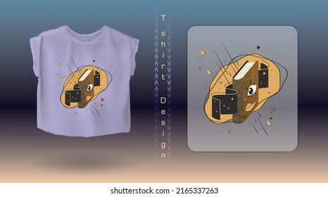 Vektor weibliches T-Shirt mit abstraktem grafischem Ausdruck des Zauberbuchs mit Augen, zauberhaften Hexenkunstelementen. Retro Vintage Illustration für Casual-Style-Kleidung, trendiges Baumwollt-Shirt, modernes Merck