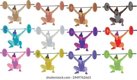 vector female weightlifter athlete colorfull