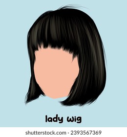 vector of female wig to use in barber shop post