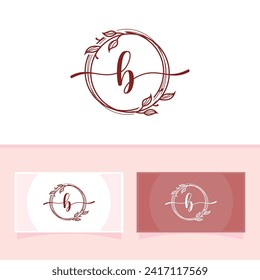 Vector feminine botanical logo designs letter b