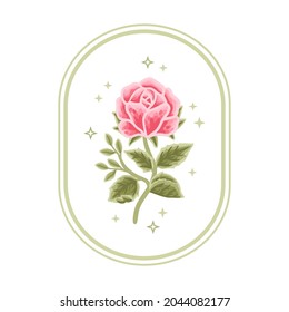 Vector feminine logo design templates in trendy linear minimal style. Peony, rose flowers and botanical leaf branch. Aesthetic emblem, symbols and icons for cosmetics, beauty and handmade products