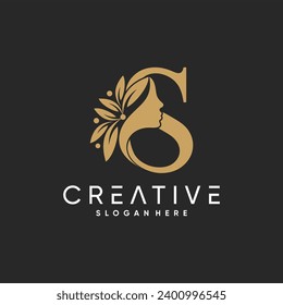 Vector feminine monogram modern logo with beauty letter