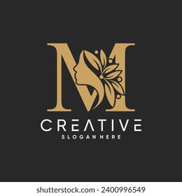Vector feminine monogram modern logo with beauty letter