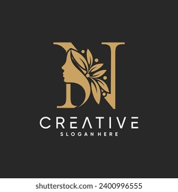 Monograma feminista vectorial logotipo moderno con letra de belleza